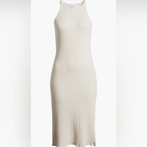 Bella Dahl, Handmade in USA, Hemp Sleeveless Cream Maxi Dress with Side Slit - Picture 2 of 5